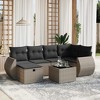 vidaXL 7 Piece Patio Sofa Set with Cushions Gray Poly Rattan - without storage - 2 of 4
