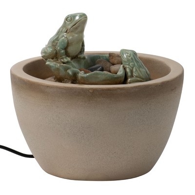 Multicolor Ceramic Frog Indoor Water Fountain With Pump - Foreside Home & Garden