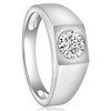 Pompeii3 1 Ct Solitaire Lab Created Men's Diamond Wedding Ring in 10k White Gold - 2 of 4