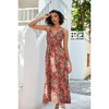 Women's Summer Floral Dress, Spaghetti Strap Midi Dress with Waist - Cinching Design - 4 of 4