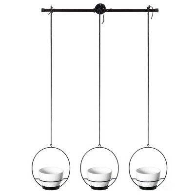 Sleek Dual-Tone Metal Hanging Planter, White and Black, 53"