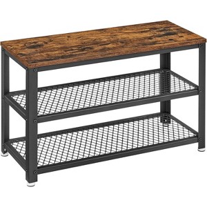 2-in-1 Storage Bench & 3-Tier Shoe Rack - Metal Mesh Shelf Organizer with Seat, Space-Saving for Entryways & Hallways - 1 of 4