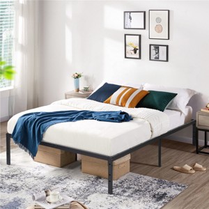 FurnitureR Metal Bed Frame Full Size with LED Lights, Heavy Duty Platform Bed, Under Bed Storage, No Box Spring Needed, Non-Slip Support, Black - 1 of 4