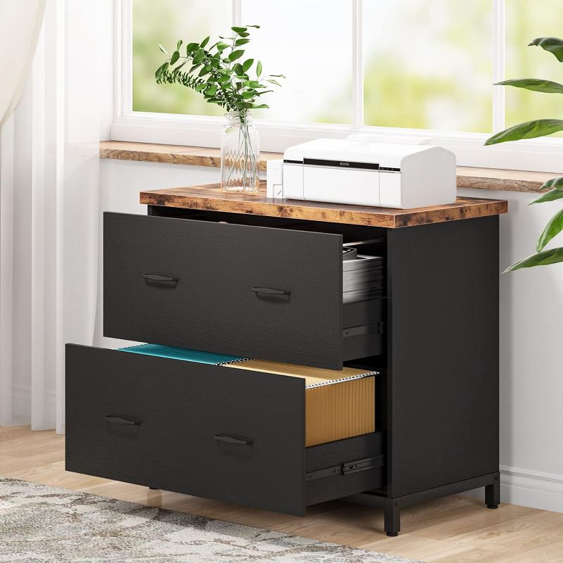 Tribesigns 2-drawer File Cabinet, Wooden Lateral Filing Cabinet, Home Office File Cabinet for A4, Letter Size, 5 of 9