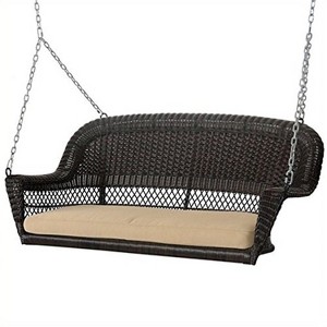HomeStock Espresso Wicker Porch Swing - 1 of 4