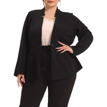 Agnes Orinda Women's Plus Size Button Long Sleeve Office Work Business Suit Blazer Jackets