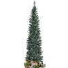Green Artificial Pencil Christmas Tree with PVC Branches, Realistic Pine Cones, Foldable Metal Stand, Slim Space-Saving Design for Holiday Décor - 3 of 4
