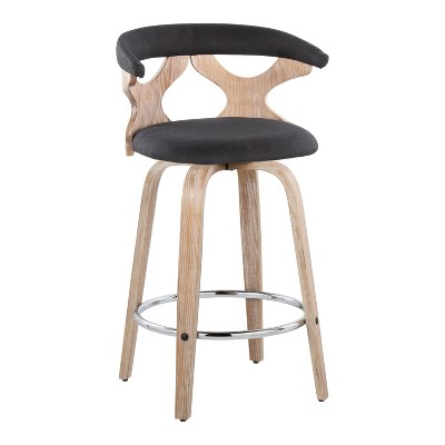Set of 2 Gardenia Counter Height Barstools - LumiSource: Swivel, Upholstered, Foam-Filled