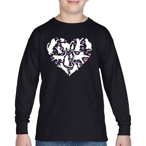 LA Pop Art Cat Heart - Boy's Word Art Long Sleeve T-Shirt - 1 of 4