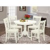 Dining Table Set for 4 - 42 Inch Round Kitchen Table with 4 Chairs - Linen White Finish - 2 of 4