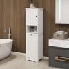 Sevobal Bathroom Storage Cabinets, Floor Organizer with Flip Drawer and Open Storage Shelf for Bathroom, White, 15.74"*13.77"*55.11" - 2 of 4