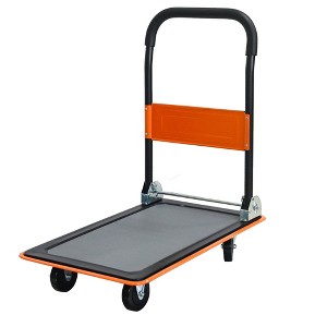 NAYSAYE Foldable Platform Dolly Heavy Duty Flatbed Cart with Swivel Wheels and Anti Slip Plate for Loading and Storage, Orange, 28.74"*18.5"*32.68" - 1 of 4