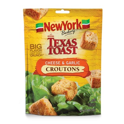 New York Bakery Texas Toast Cheese and Garlic Croutons, 5 oz Bag (Pack of 4)