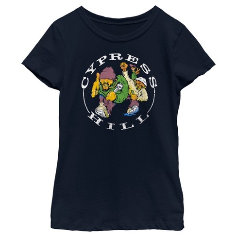 Girl's Cypress Hill 90s Distressed Logo T-shirt - Navy Blue - X