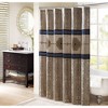 Perry Embroidered Shower Curtain Navy Blue: Madison Park, Polyester Jacquard, Machine Washable, Ring Top - 2 of 4