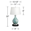 360 Lighting Cirrus Modern Accent Table Lamp with Round Black Marble Riser 22" High Blue Gray Drum Shade for Bedroom Living Room Office House Home - 4 of 4