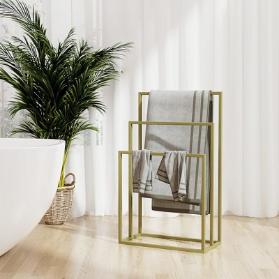 vidaXL Towel Rack Gold Iron 18.9 x 9.4 x 31.1 in Towel Rack