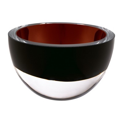HomeRoots 6" Brown Mouth Blown Crystal Thick Walled Bowl
