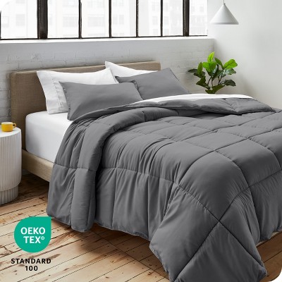 Bare Home 3-Piece Goose Down Alternative Comforter Set in Grey, Queen