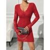 Coolmee Women Sexy V Neck Long Sleeve Slim Fit Lace Cocktail Dress Party Wedding Guest Formal Evening Bodycon Dress - 2 of 4