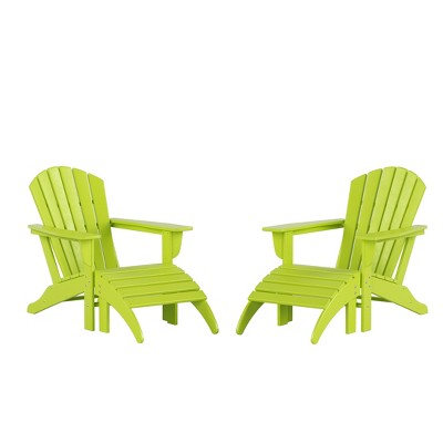 WestinTrends Dylan HDPE Outdoor Patio Adirondack Chairs with Ottomans (4-Piece Conversation Set)