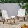 PAGED 16.7" Acacia Lounge Accent Chairs,Rustic Rope Strap Woven Patio Patio Furniture Seating for Garden,Porch,Poolside and Backyard - 4 of 4