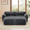 80.3 inch Light Khaki Plush Fabric Sectional Sofa with Throw Pillows and 2 Ottomans 32D High Density Sponge - 2 of 4