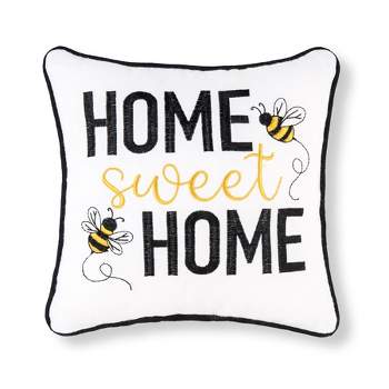 C&F Home 10" x 10" Home Sweet Home Bee Embroidered Throw Pillow