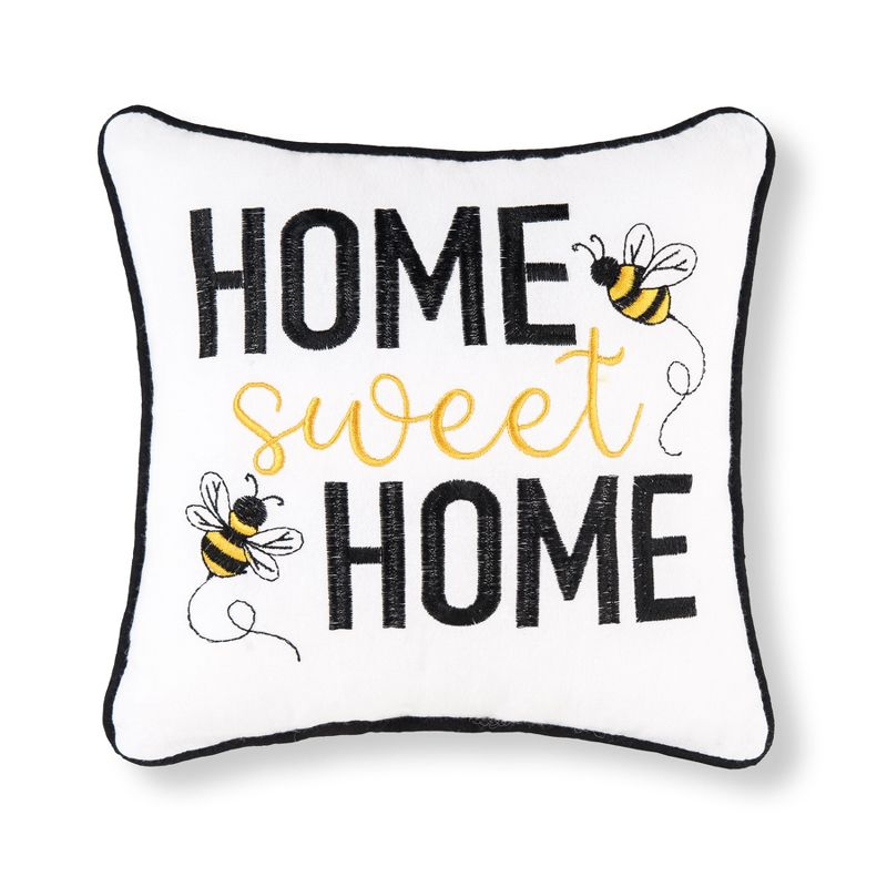 C&F Home 10" x 10" Home Sweet Home Bee Embroidered Throw Pillow, 1 of 3