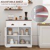 Garvee Coffee Bar Cabinet, Modern Farmhouse Buffet Cabinet with 2 Drawers and Adjustable Shelf, Double Door Kitchen Cabinet, White - 3 of 4