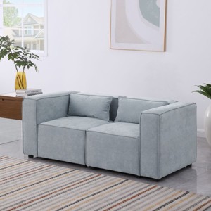 Modular Sofa Couch with Grayish Blue Chenille Fabric, U Shaped Sectional Sofa with Movable Ottoman, Modern Modular Sofa for Living or Apartment-Koiai - 1 of 4