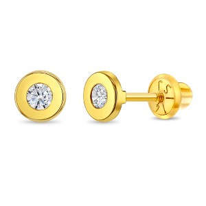 Girls' Round Bezel Screw Back 14k Gold Earrings - In Season Jewelry - 1 of 4