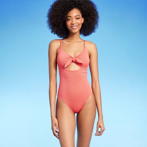 Women's One Shoulder Bow Cut Out One Piece Swimsuit - Shade & Shore™ :  Target