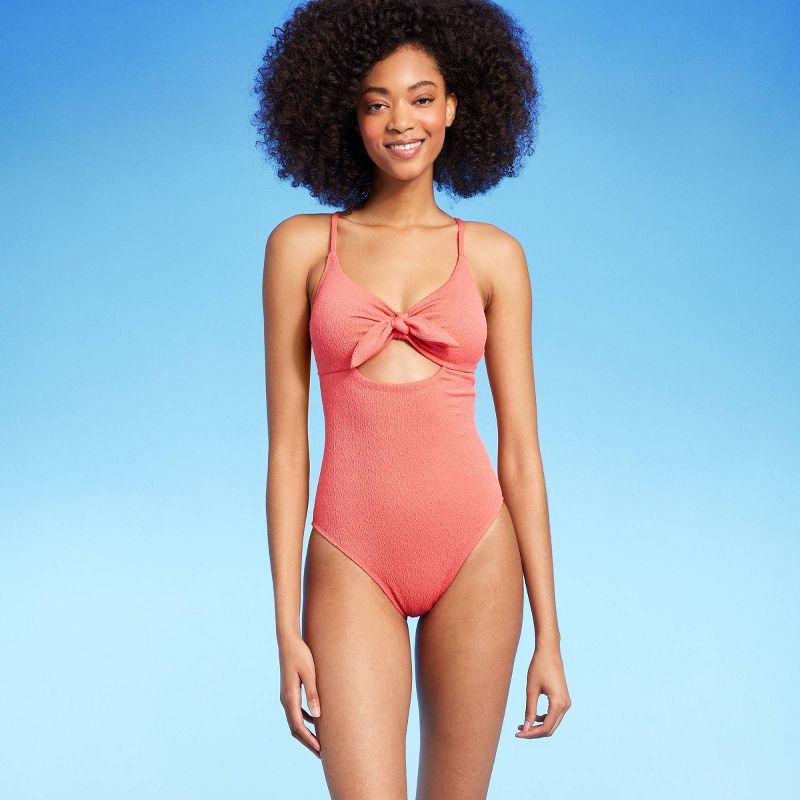 Women's Crepe Bralette Tie-Front One Piece Swimsuit - Shade & Shore™, 1 of 9