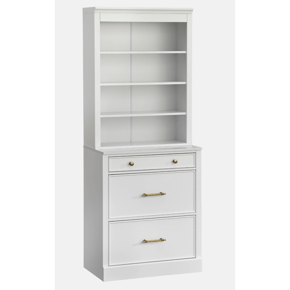 Photos - Other Furniture 2pc Harrington Modular Office Cabinet Set Hutch White - Lifestorey