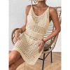 Summer Crochet Hollow Out Knit Beach Bathing Suit Swim Cover Ups Cruise Outfits Vacation Dresses for Women - 3 of 4