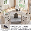 SinCiDo Farmhouse 60" L Shaped Corner Desk, Wooden Executive Office Desk w/ Charging Station, File Drawer & Storage Cabinet - 3 of 4