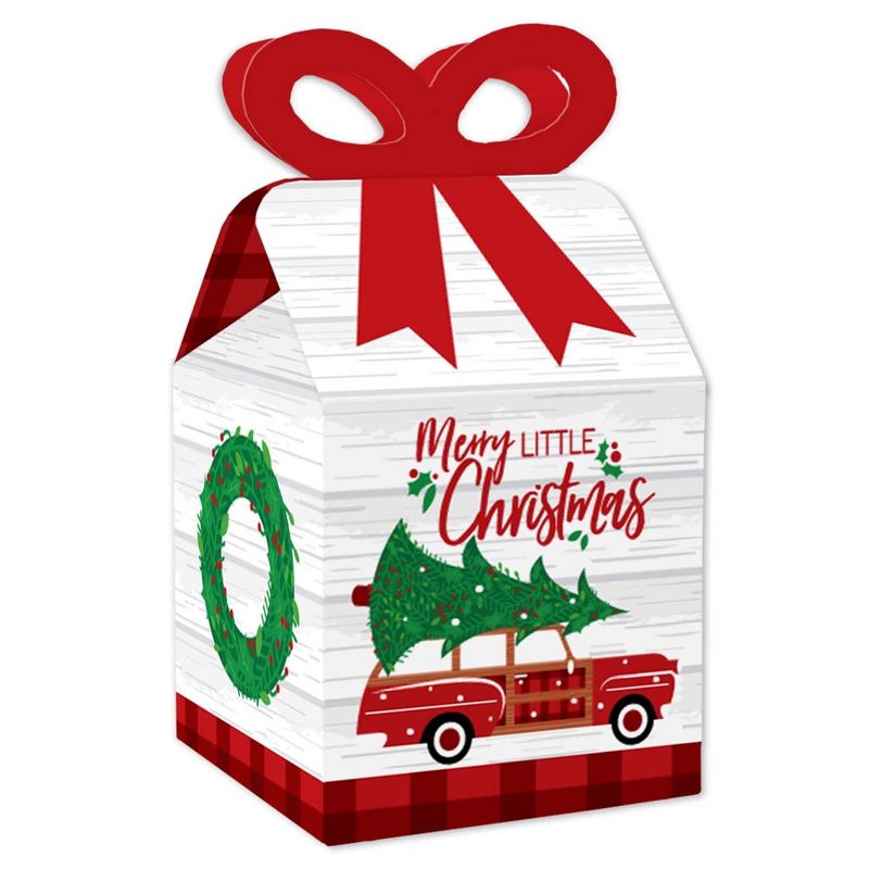 Big Dot of Happiness Merry Little Christmas Tree - Square Favor Gift Boxes - Red Car Christmas Party Bow Boxes - Set of 12, 1 of 9