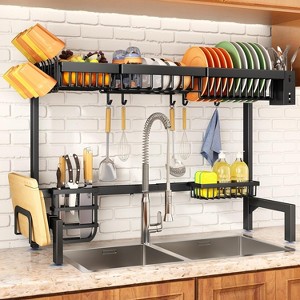4 Basket Over Sink Dish Rack Adjustable 30-41.5" W x 20.5" H, Space Saving Drying Rack - 1 of 4