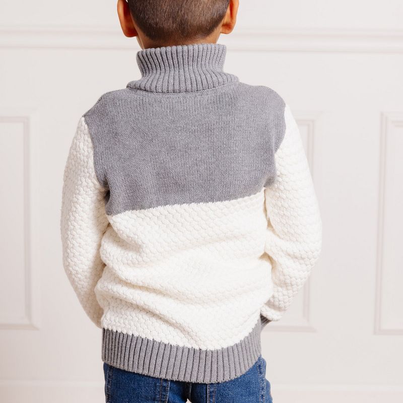 Hope & Henry Boys' Organic Long Sleeve Colorblock Half Zip Pullover Sweater, Kids, 5 of 7