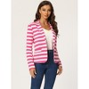 INSPIRE CHIC Women's Notched Collar Long Sleeve Button Front Striped Blazer - 3 of 4