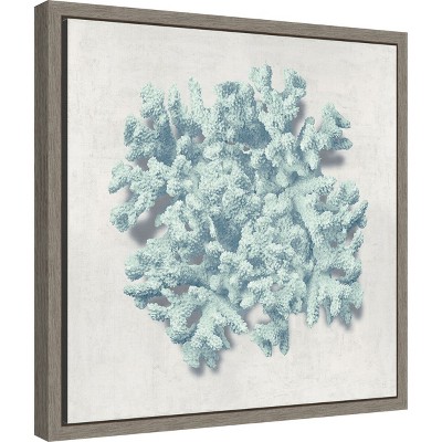Coral Mint II Framed Canvas Wall Art Print 16 x 16-in