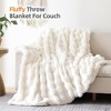 Aoibox Faux Fur Throw Blanket for Couch - Cream White Fluffy Cozy Rabbit Fleece, Plush Soft Bubble Blanket for Sofa & Bed, Warm Fuzzy Home Decor - 3 of 4