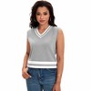 ATHLECHIC Women's Summer Knit Color Block Sleeveless V Neck Loose Fit Preppy Trendy Tank Tops - 2 of 4