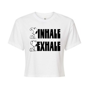 Women's - Peanuts - Snoopy Inhale Exhale Cropped Graphic T-Shirt - 1 of 4