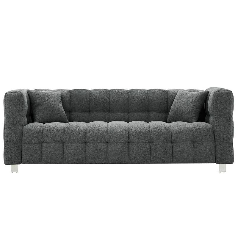 Sofa Couch, Living Room Couch With 2 Pillows, Metal Legs, Wide Arm And Backrest Modern Upholstered Comfy Couch Sofas, 3 of 6
