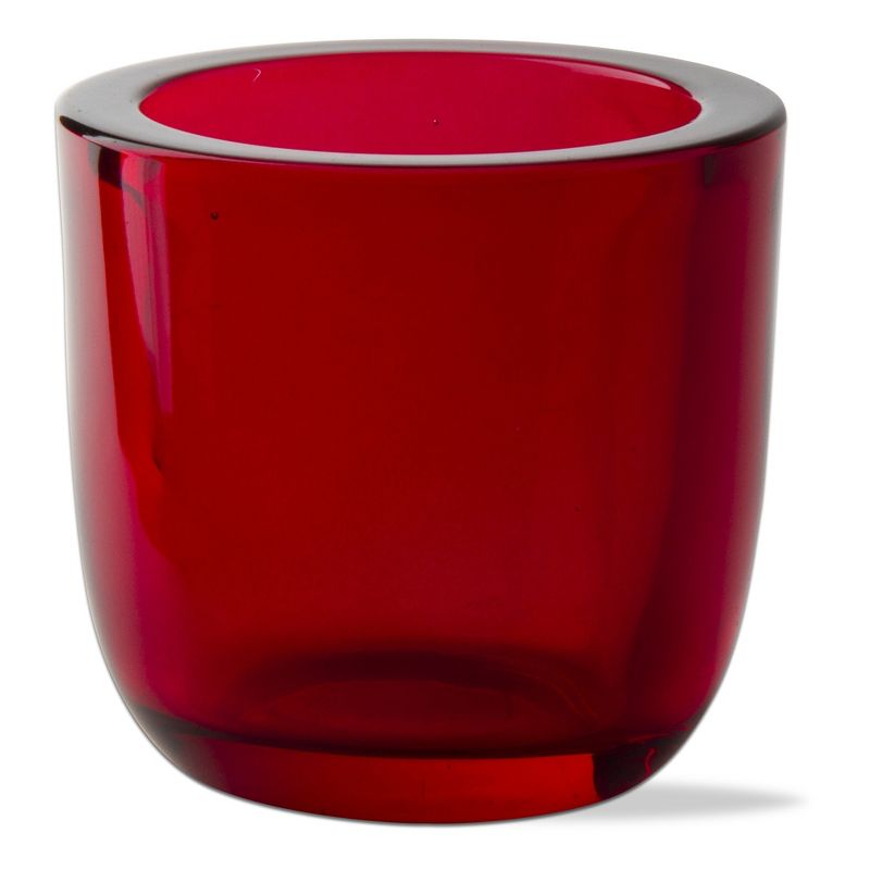 tagltd Classic Tealight Holder Red Glass Candle Holder, 3.14L x 3.14W x 3.07H inches, 1 of 3