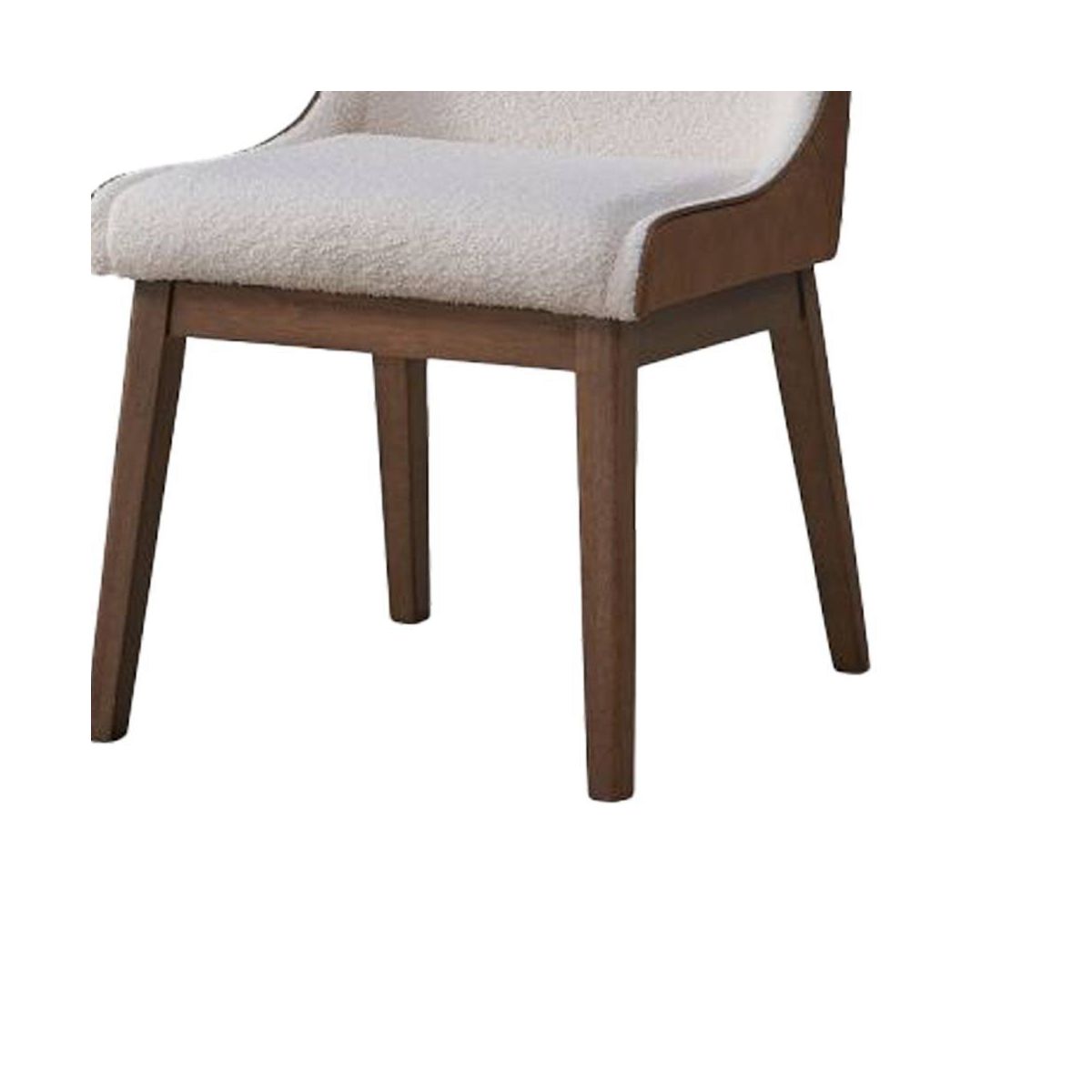 Acme Furniture 21.26" Ginny Dining Chair White Boucle, Brown Velvet & Walnut Finish : Transitional Style, Spot Clean - thumbnail 4