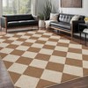 Washable Easy Jute Area Rugs for Living Room Bedroom Modern Geometric Checkered Indoor Outdoor Rug - 2 of 4