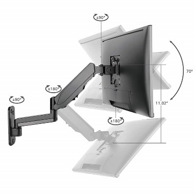 Premium Black Aluminum Full-Motion Wall Mount for 17" to 34" Monitors